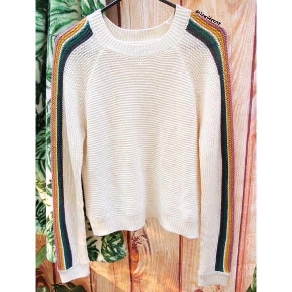 Altar'd State Sweaters - Altar’d state cozy rainbow stripe woven knit sweater 🌈
